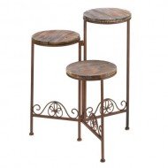 Gifts & Decor Rustic Finish Triple Planter Stand Home Plant Table Set