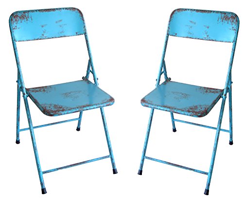 NACH Rustic Bistro Chair (Set of 2), Blue