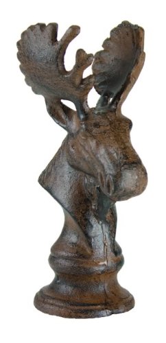 Rustic Cast Iron Moose Head Statue Garden Doorstop Buck
