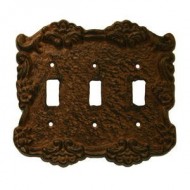 Rustic Brown Cast Iron Triple Switch Cover Plate