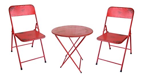 NACH th-4638-SETRD Folding Bistro Set Including Table & Chairs, Red