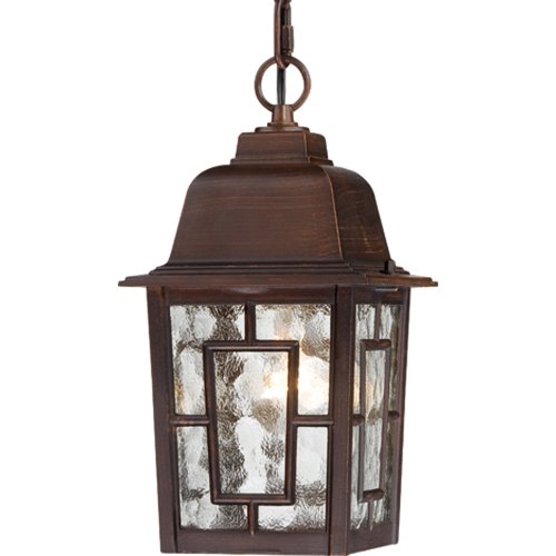 Nuvo Lighting 60/4932 Banyon One Light Hanging Lantern 100 Watt A19 Max. Clear Water Glass Rustic Bronze Outdoor Fixture