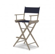 Telescope Casual World Famous Bar Height Director Chair, Rustic Grey with Navy Canvas Fabric