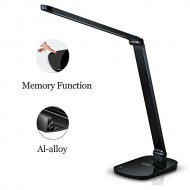 Guanya F118 Dimmable LED Desk Lamp Aluminum Alloy Lamp Arm,Memory Function,Eye-caring,Energy Efficient,7-Level Dimmer,Touch-sensitive Control Panel ,Matte Black