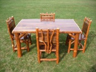 Rustic Sassafras Table and Chairs Set, Walnut Table Top – 5 Foot