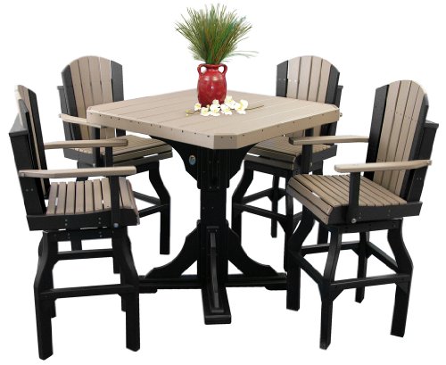 Outdoor Classic Polywood Bar Table and 4 Swivel Bar Chair ...