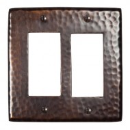 The Copper Factory CF124AN Solid Hammered Copper Double GFCI Plate, Antique Copper Finish