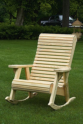 Pressure Treated Pine Unfinished Outdoor High Comfort Roll Back Rocker ...