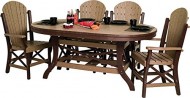 Poly Lumber Patio Furniture Set Including 1 Oval Table (72″) and 6 Chairs in Weathered Wood & Brown – Amish Made in USA