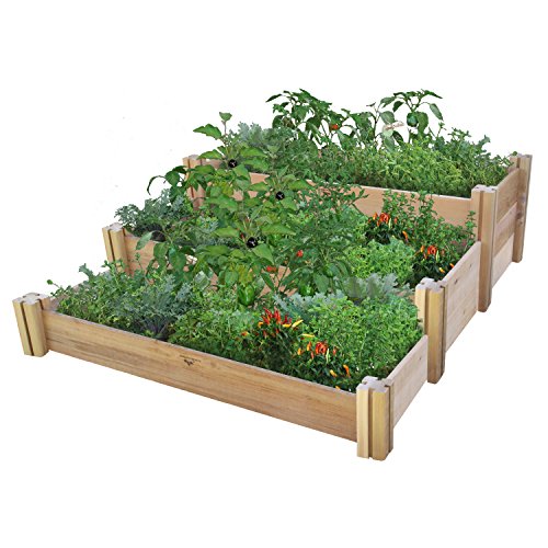 Gronomics Multi-Level Rustic Raised Garden Bed, 48 by 50 by 19″