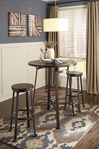 Ashley Furniture Signature Design Challiman Round Dining Room Bar Table, Rustic Brown