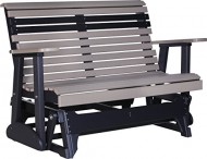 Outdoor Polywood 4 Foot Porch Glider – Plain Rollback Design *WEATHERWOOD/BLACK* Color