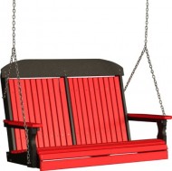 Outdoor Polywood 4 Foot Porch Swing – Classic Highback Design *RED/BLACK* Color
