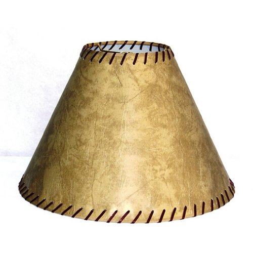 Lamp Factory A61511-FLS A Ray Of Light Medium Rustic Rawhide Stitched Large Faux Leather Lamp Shade