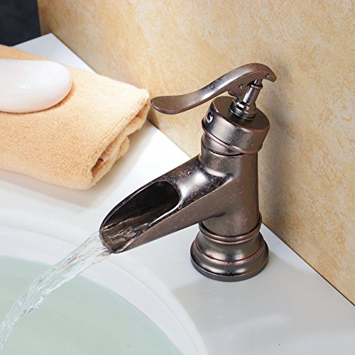 Hiendure Centerset Single Handle Rustic Bronze Bathroom Sink
