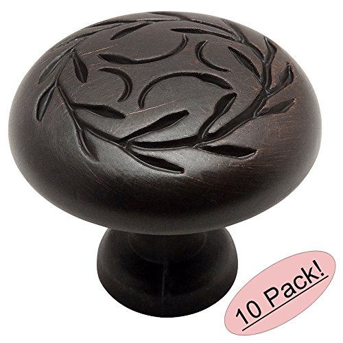 Cosmas® 464ORB Oil Rubbed Bronze Leaf Cabinet Hardware Round Knob – 1-1/4″ Inch Diameter – 10 Pack