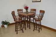 Rustic Hickory & Oak 42″ Bar Table with 4 Swivel Stools *Natural Finish* Amish Made USA