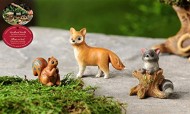 Minature Fairy Garden 3 Piece Wild Animals Fox Racoon Rustic Mini Statue Dollhouse Accent