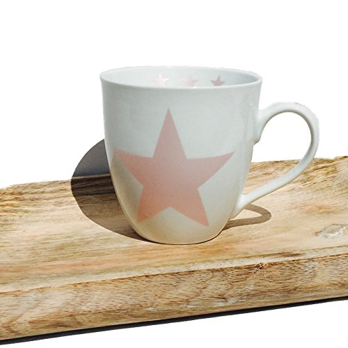 The Cape Cod Rustic Pink Star Mug, 16 Ounces, Porcelain, 4 3/8″ Tall, By Whole House Worlds