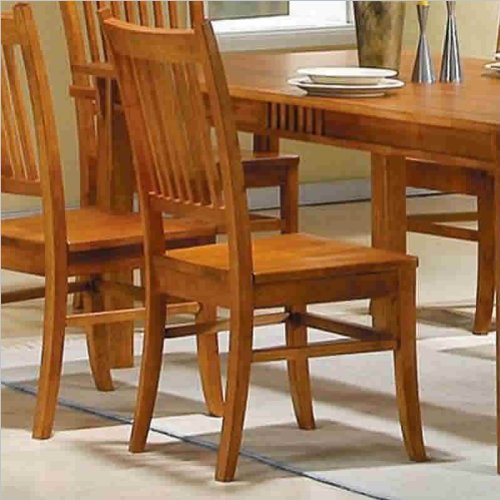 Set of 2 Dining Chairs Mission Style Medium Brown Finish