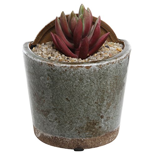 4 inch Mini Rustic Style Wall Mounted Gray Crackle Glazed Ceramic Succulent Plant Pot / Small Hanging Flower Planter