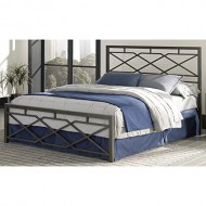 Fashion Bed Group B41164 Alpine Snap Bed with Geometric Panel Design and Folding Metal Side Rails, Rustic Pewter Finish, Full