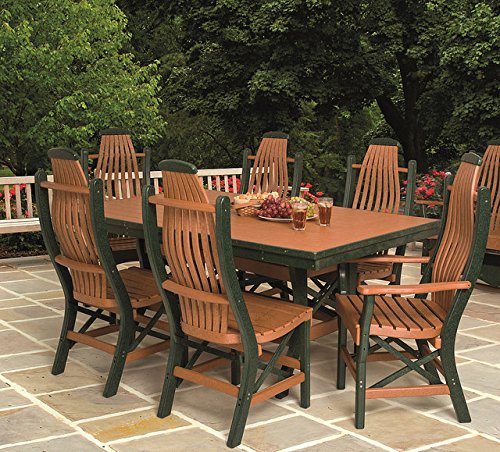 Poly Lumber Patio Furniture Set Including 1 Rectangular Table (60″) and 4 Chairs in Weathered Wood & Black – Amish Made in USA