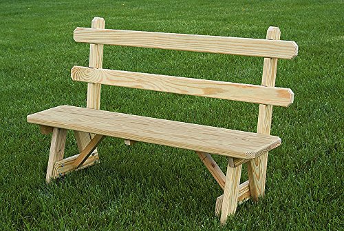 Pressure Treated Pine 42″ Traditional Picnic Bench with Back Amish Made USA- Unfinished