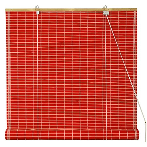 Oriental Furniture Bamboo Roll Up Blinds – Red – (36 in. x 72 in.)