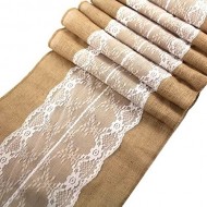 Ling’s Bridal 12″x108″ Burlap Lace Hessian Table Runner Jute Wedding Party Table Decoration (1) by Ling’s Bridal