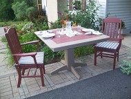 Poly Lumber Wood Patio Set- 33″ Square Table and 2 Classic Chairs with Arms- Amish Made USA